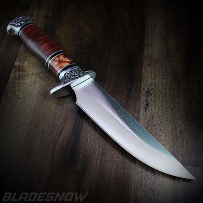 Engraved handle combat survival knife