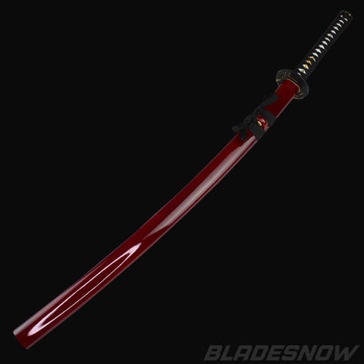 red blade of katana sword