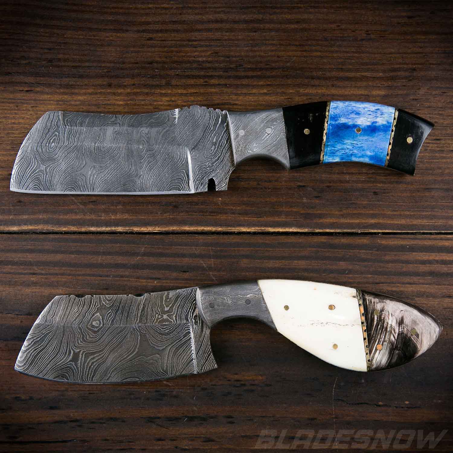 Damascus Steel Cleaver Hunting Knife Set