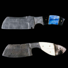 Damascus Steel Cleaver Hunting Knife Set