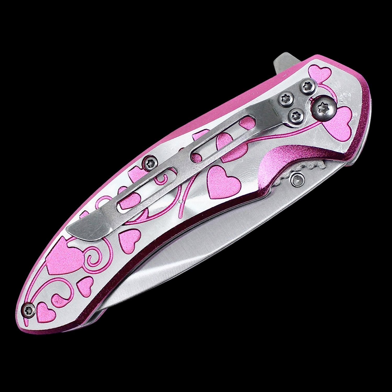 Floral Hearts Spring Assisted Pocket Knife Set 4 Pack