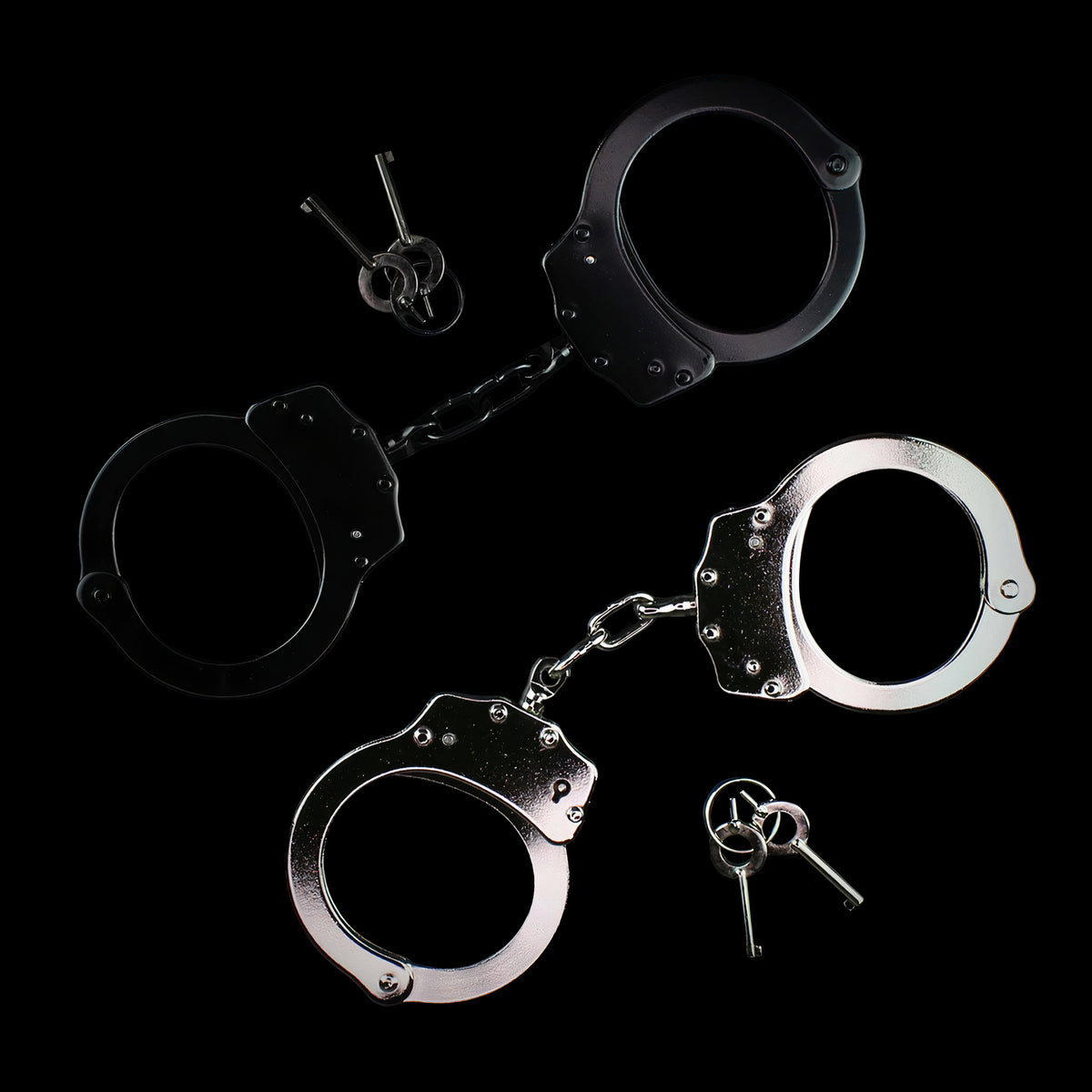 Pro Handcuffs Black & Silver - 2 pack