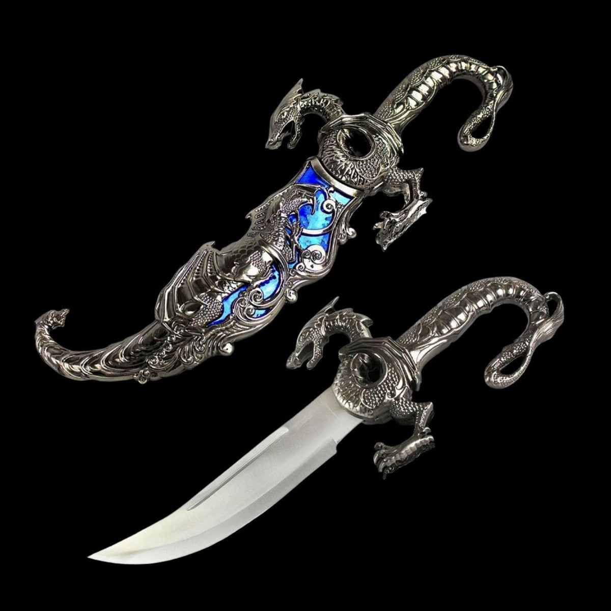 Wyvern Dragon Dagger Large 17" - Blue (not sharp)