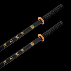 Bokken Shinai Practice Wooden Swords Kendo Black - 2 pack