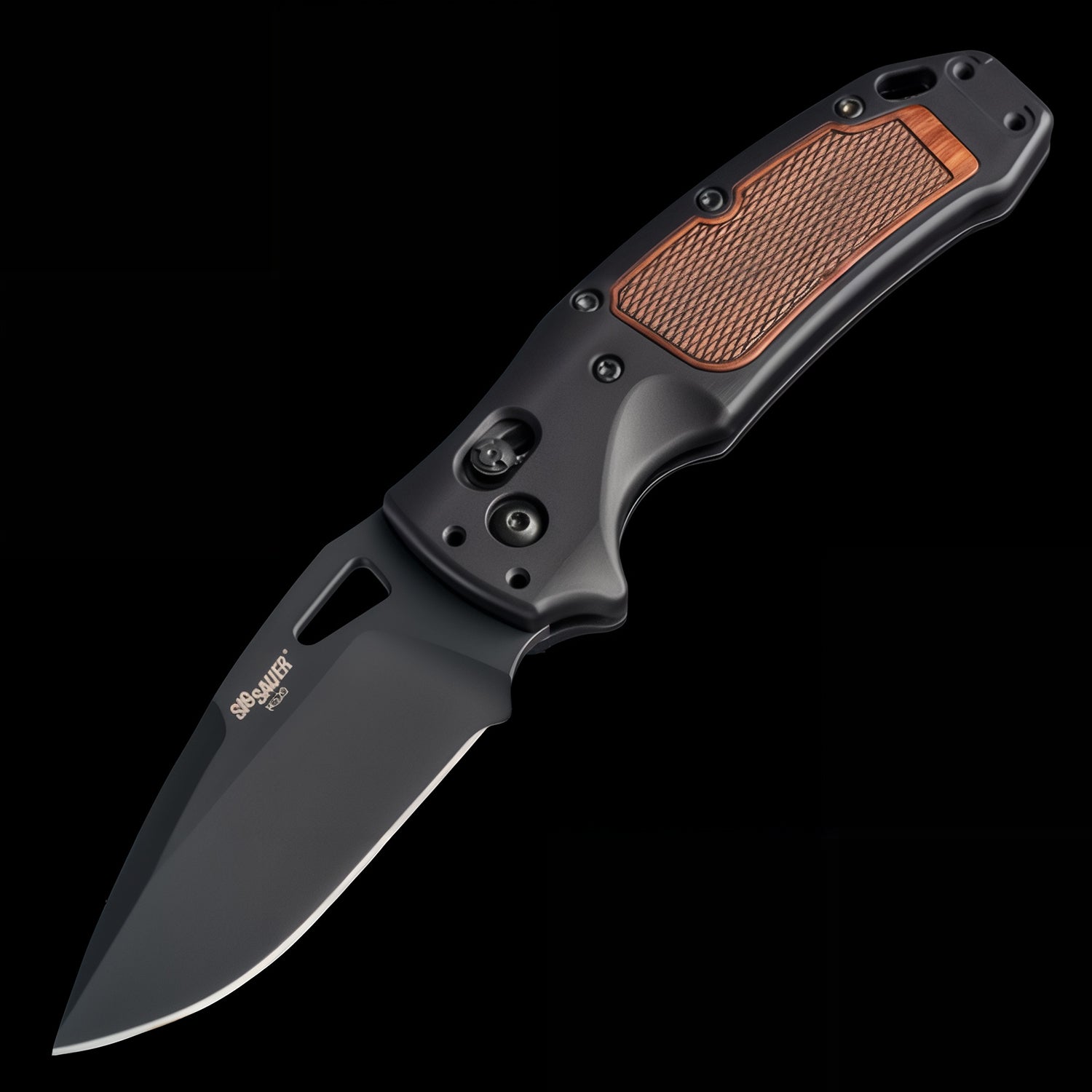 Hogue SIG K320 AXG Classic Black Cerakote S30V Pocket Knife Black Aluminum Handle