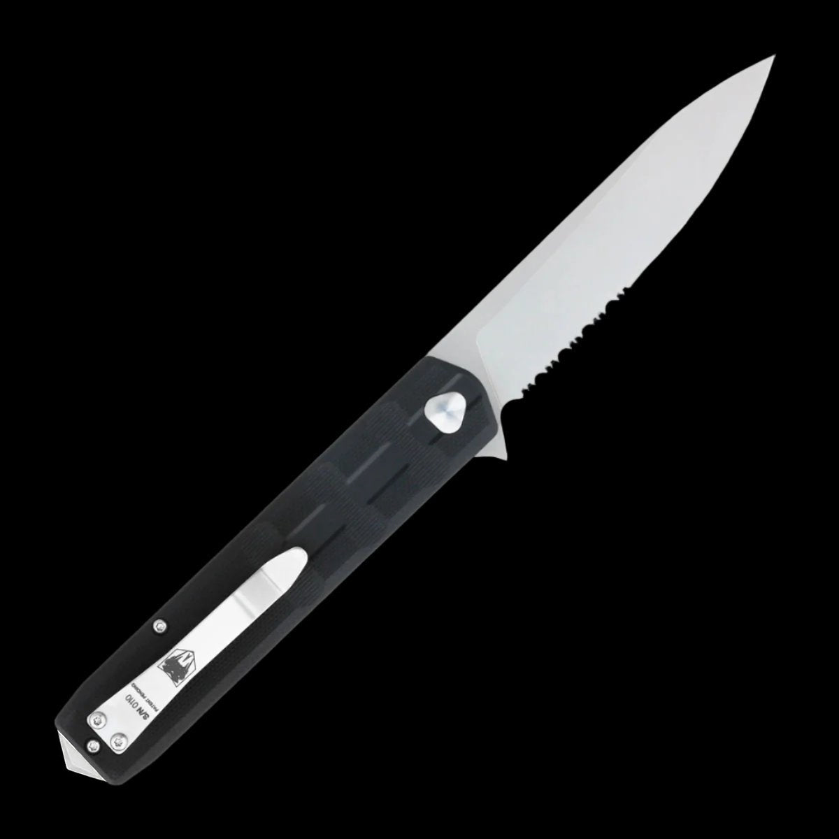 Cobratec Kuzio Pocket Knife D2 Combination Edge - Ball Bearing Black G10