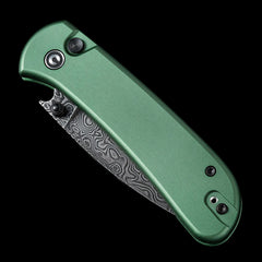 CIVIVI Qubit Damascus Blade Button Lock Pocket Knife Green Aluminum