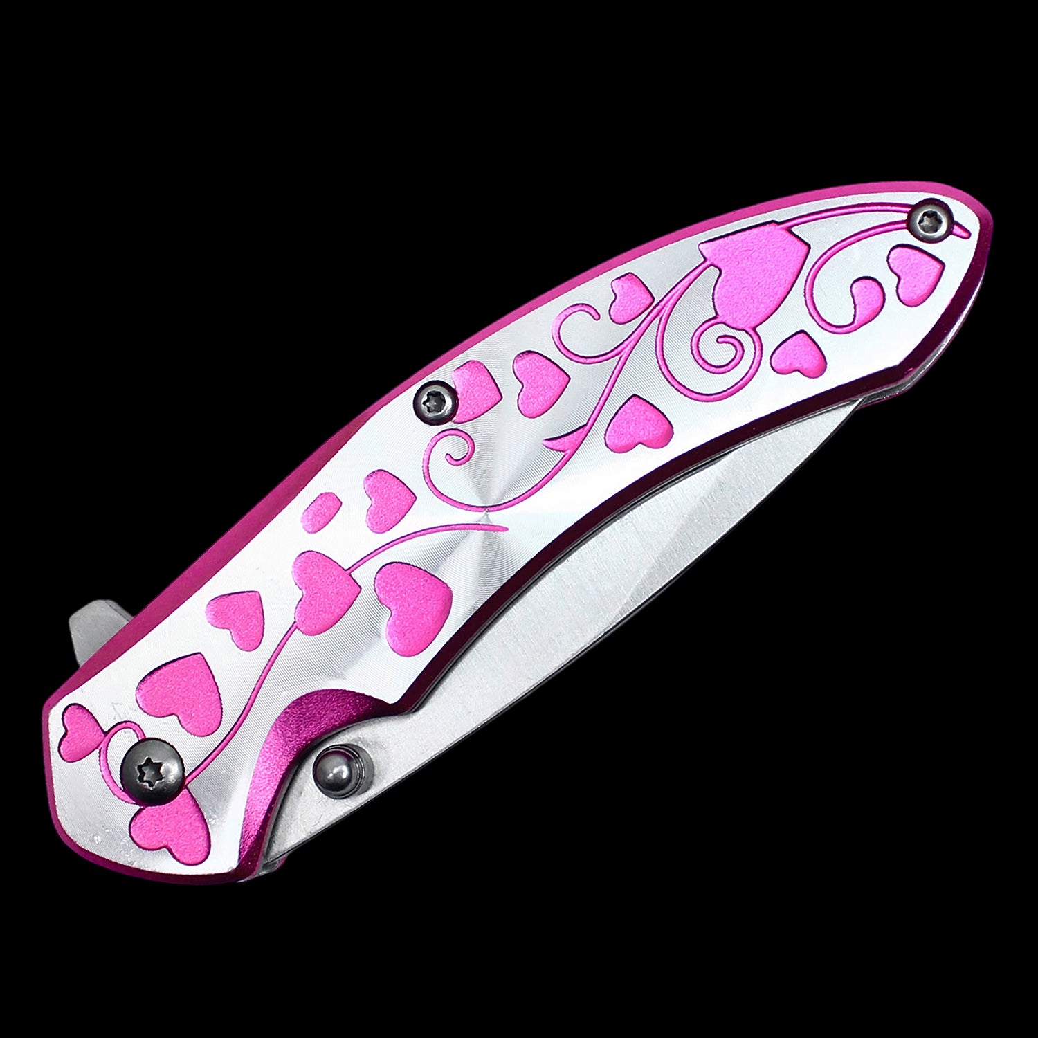 Floral Hearts Spring Assisted Pocket Knife Set 4 Pack