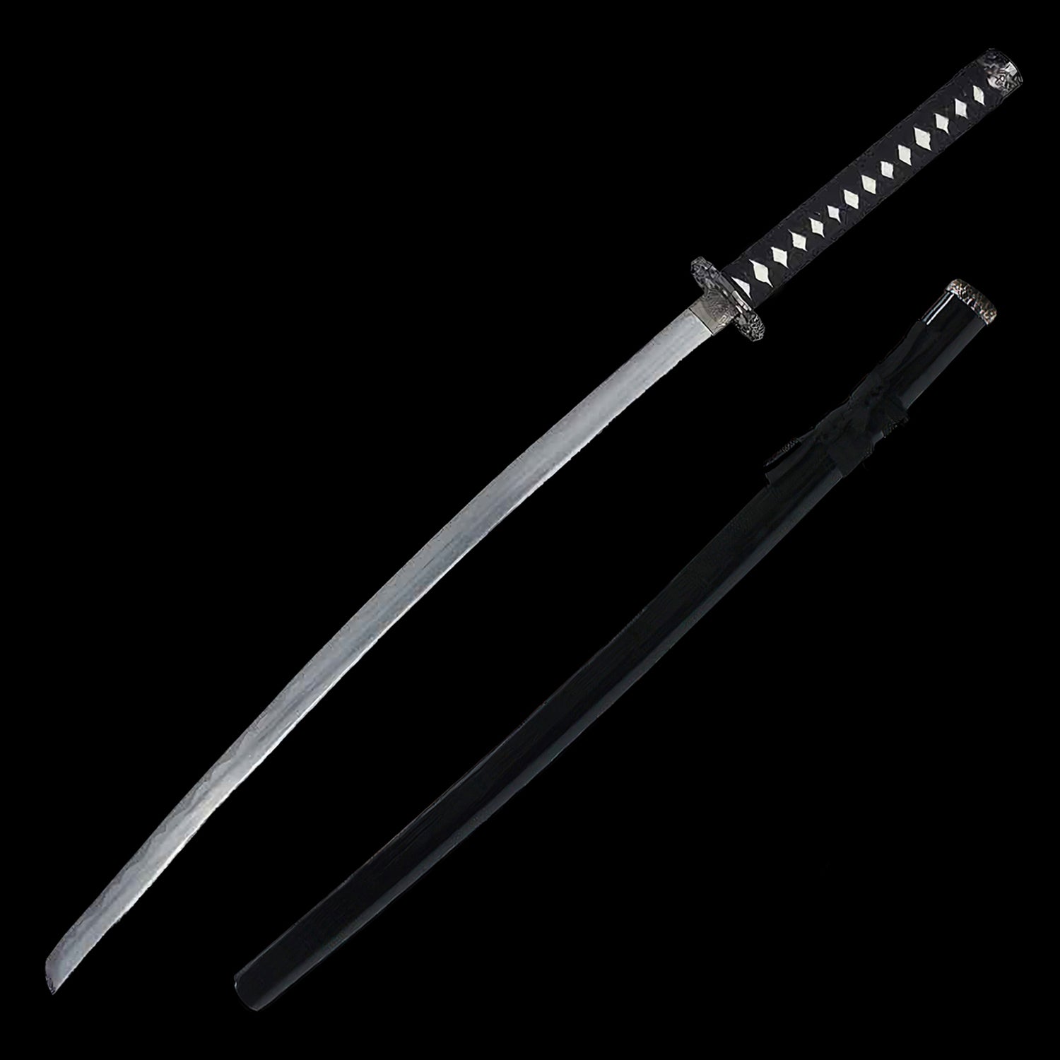 Black Collectible Display Triple Katana Sword Set with Stand (dull blade)