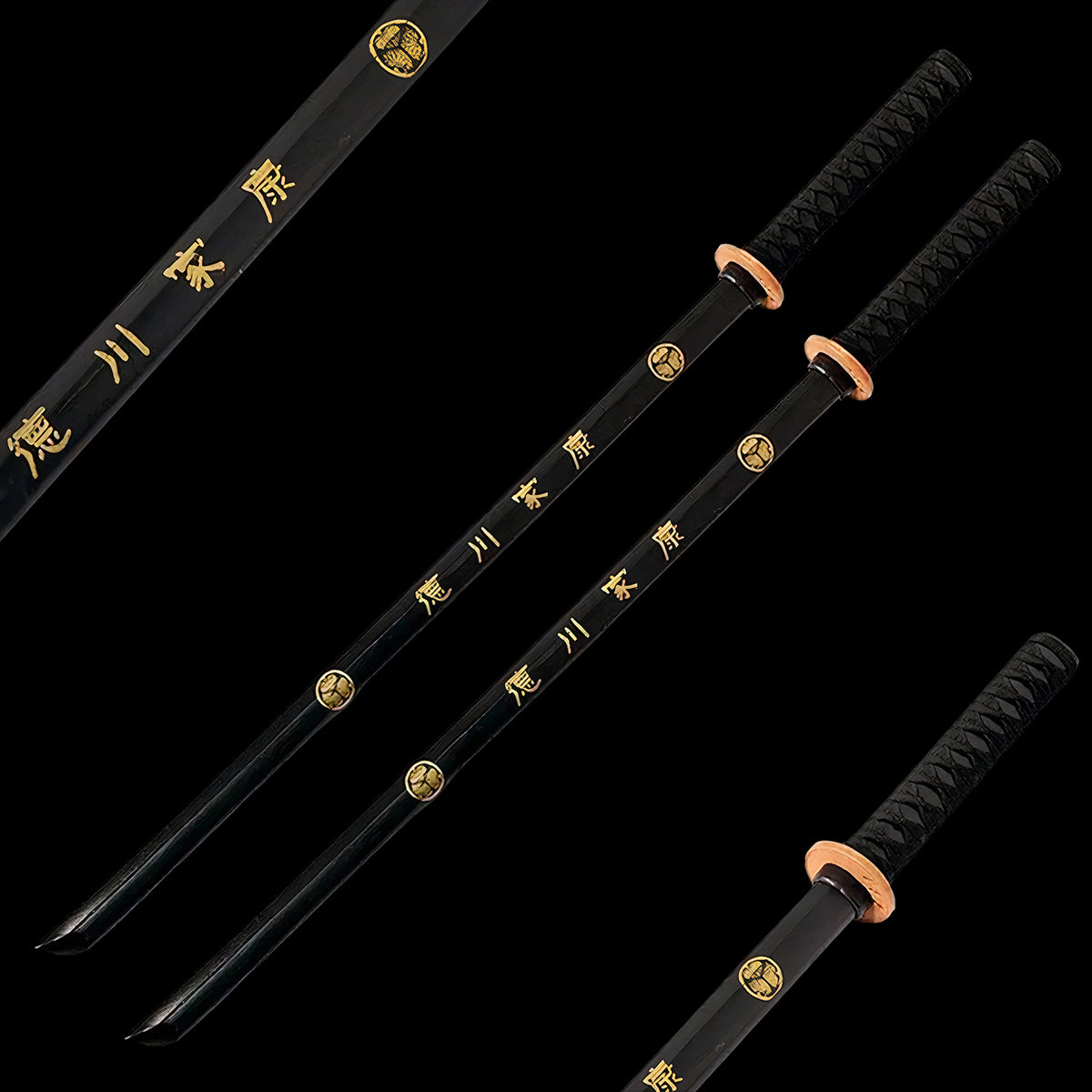 Bokken Shinai Practice Wooden Swords Kendo Black - 2 pack