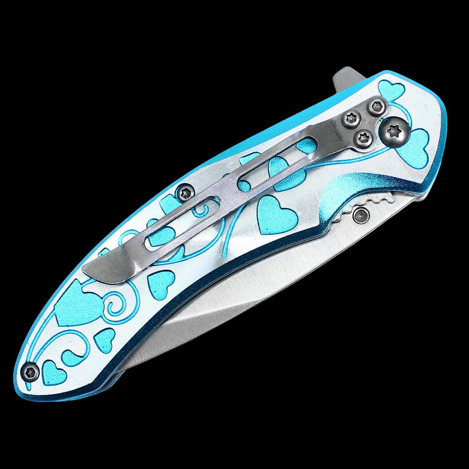 Floral Hearts Spring Assisted Pocket Knife Set 4 Pack