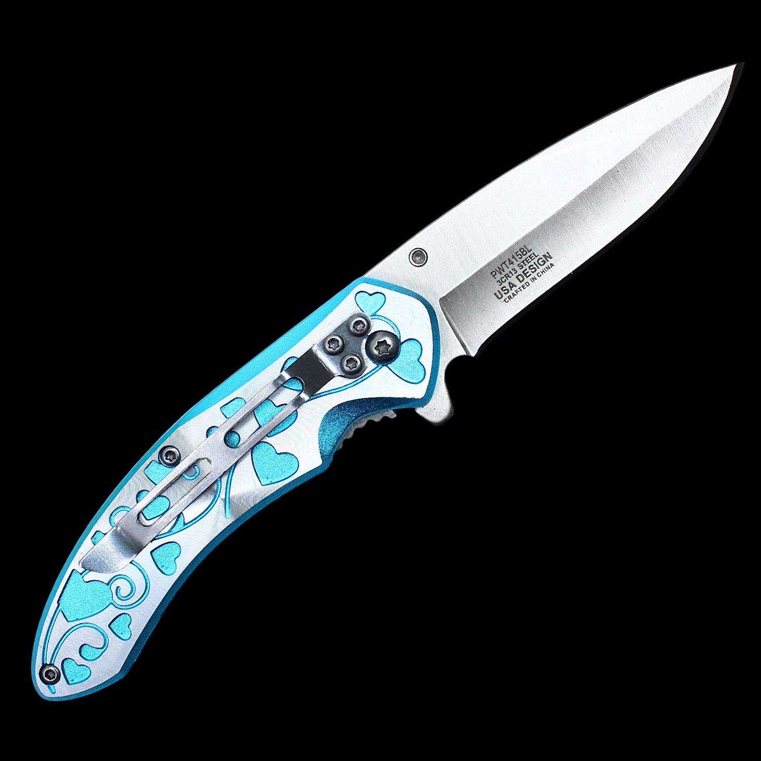 Floral Hearts Spring Assisted Pocket Knife Set 4 Pack