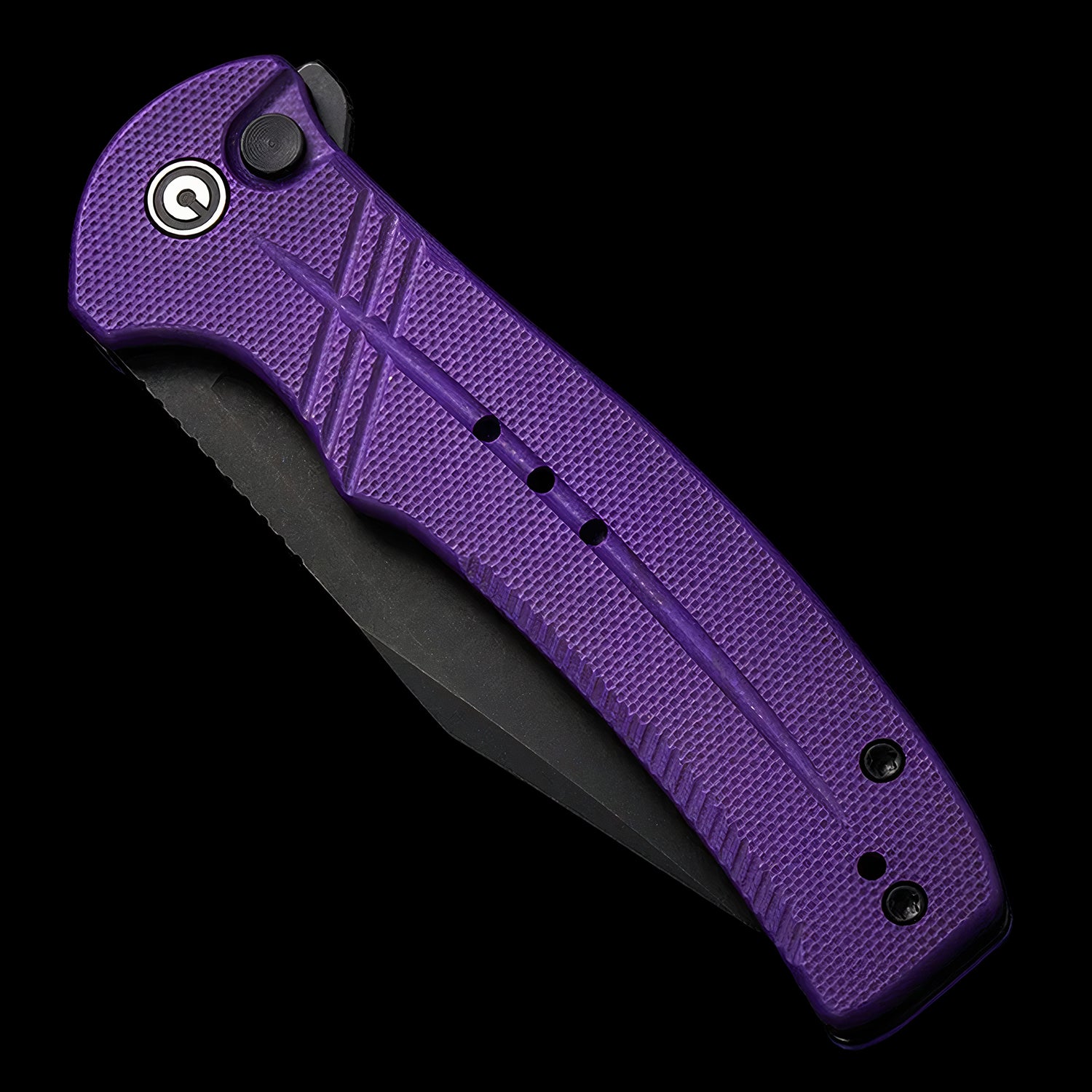 CIVIVI Cogent Black Stonewashed Button Lock Knife Purple G10