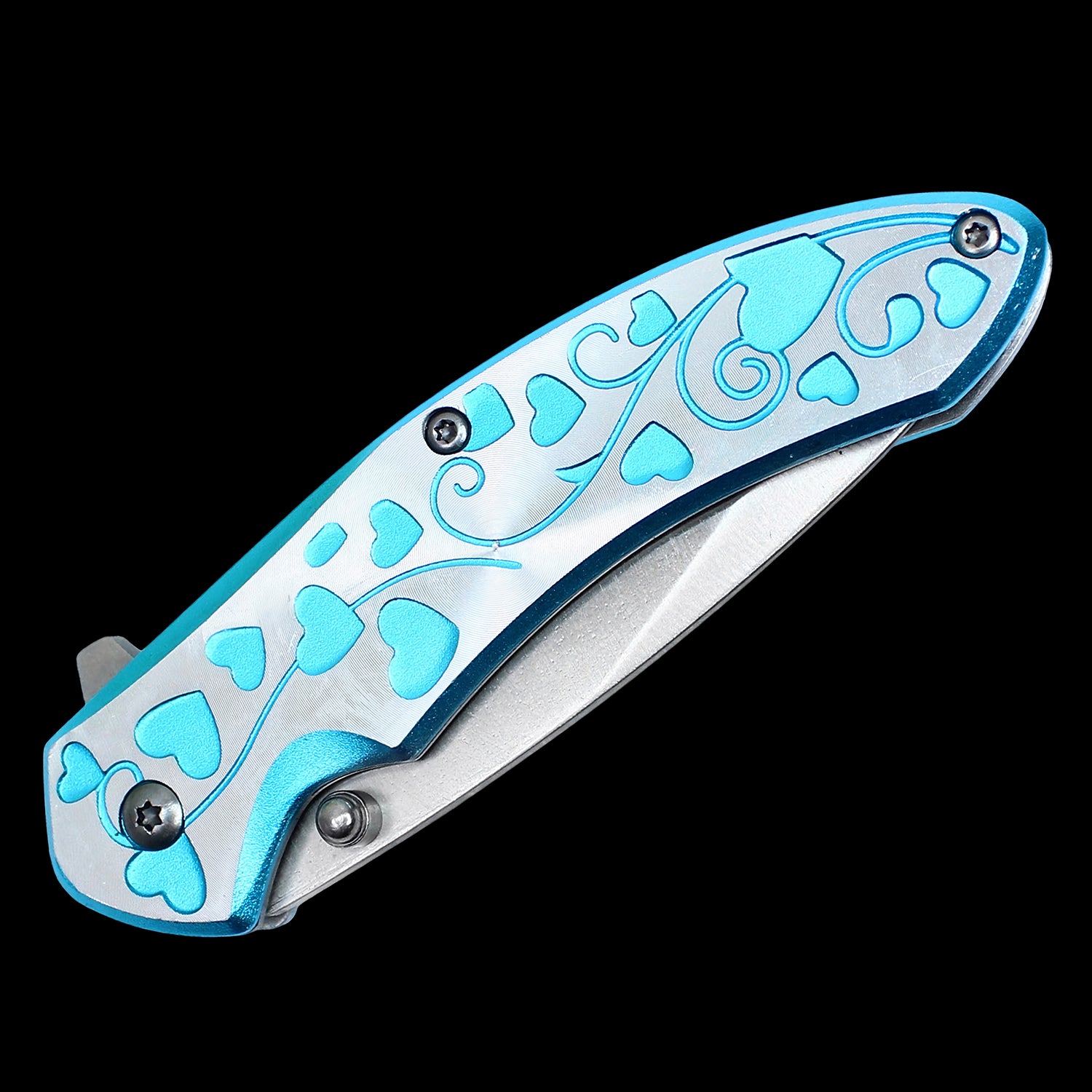 Floral Hearts Spring Assisted Pocket Knife Set 4 Pack