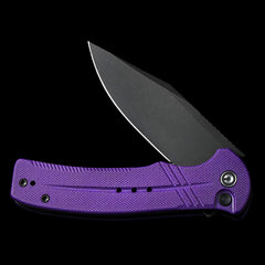 CIVIVI Cogent Black Stonewashed Button Lock Knife Purple G10