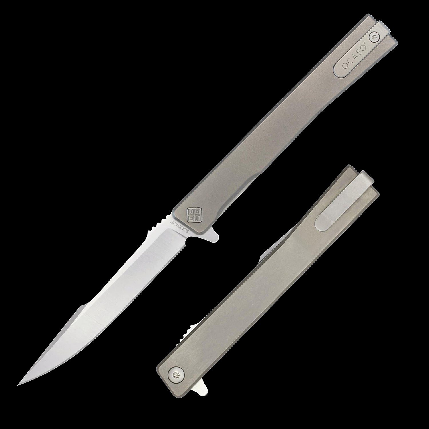 Ocaso Knives Solstice S35VN Satin Harpoon - Titanium Handle