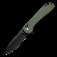 CIVIVI Elementum II Black Stonewashed Button Lock Flipper Knife OD Green G10 Handle