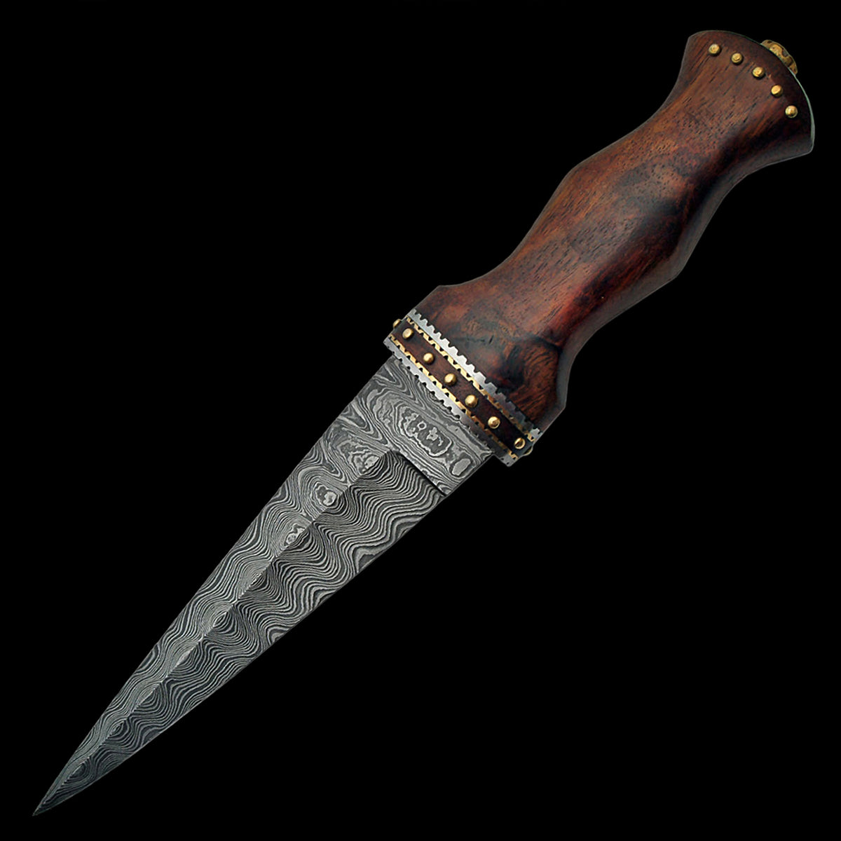 Old Ram 12.5" Damascus Steel (256-Layer) Dirk Fixed Blade Knife Walnut Wood Handle