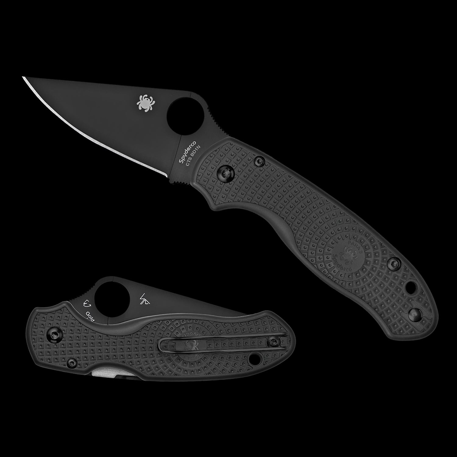 Spyderco Para 3 Lightweight Black Pocket Knife Black FRN Handle