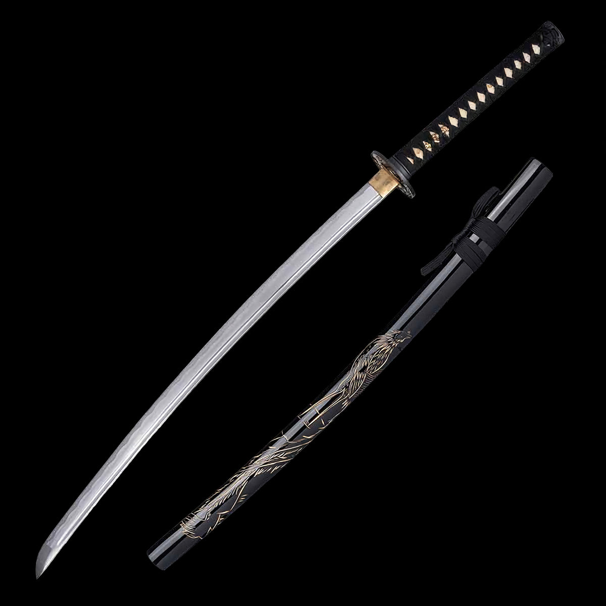 Onikiri Phoenix Battle Ready Handmade 1045 Steel Samurai Katana Sword Black