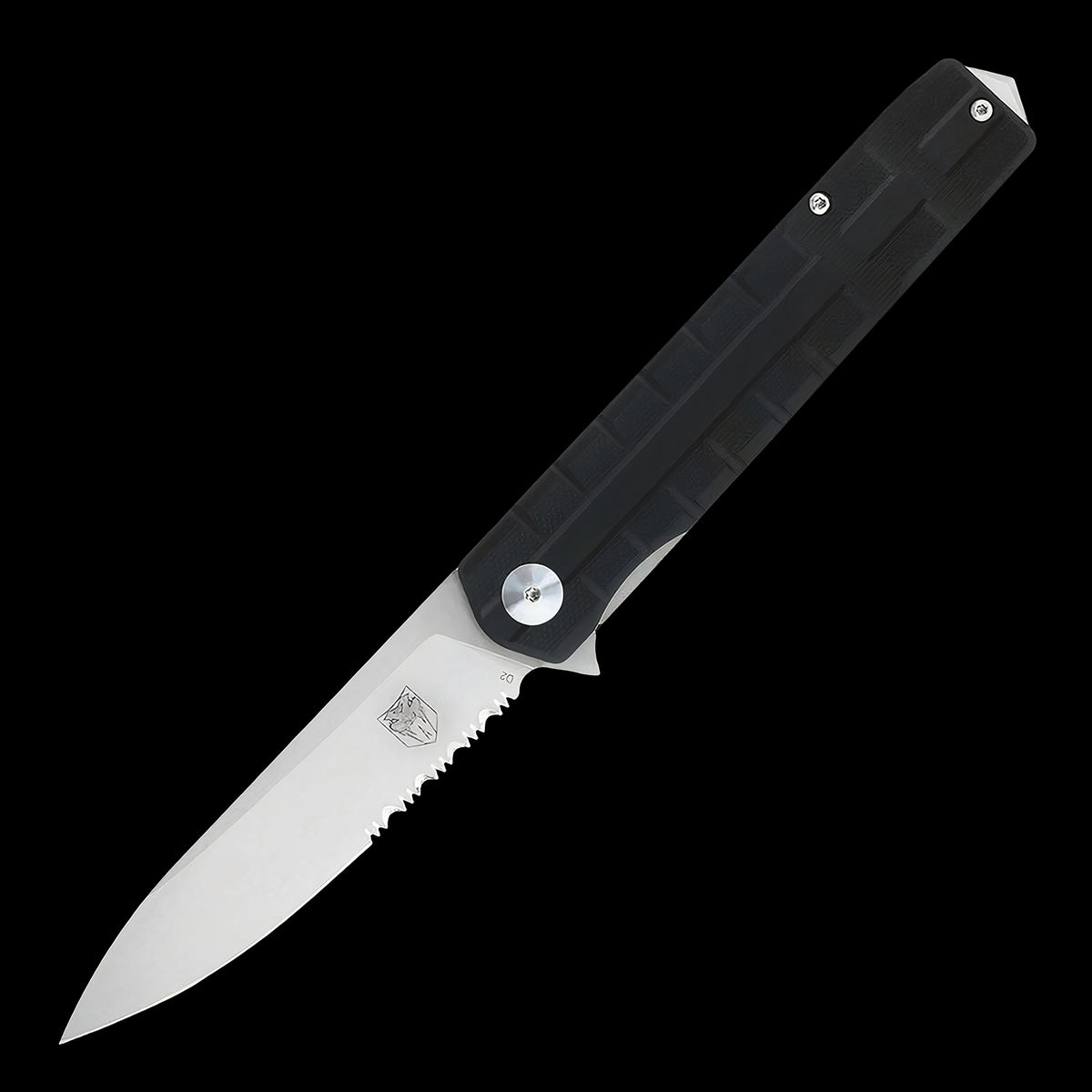 Cobratec Kuzio Pocket Knife D2 Combination Edge - Ball Bearing Black G10