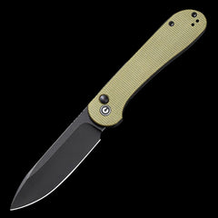 CIVIVI Elementum Black Stonewashed Button Lock Flipper Olive Micarta Handle