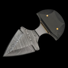 Old Ram Damascus Steel (256 Layer) Push Dagger Black Micarta Handle 4.25"