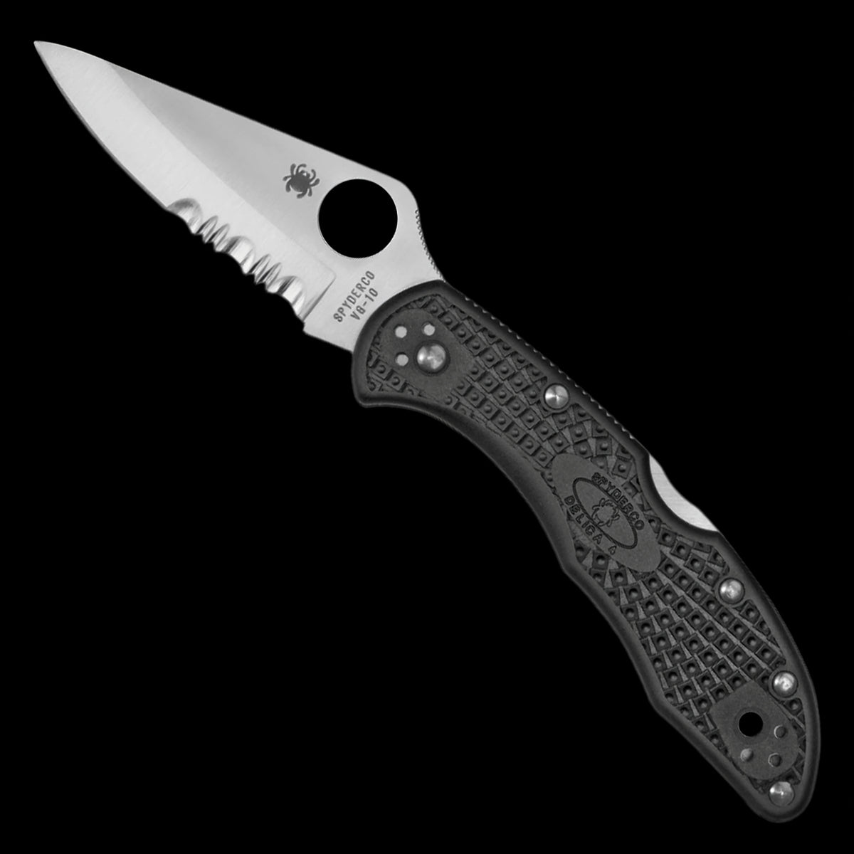 Spyderco Delica 4 Lightweight Combo Edge VG10 Pocket Knife Black FRN Handle