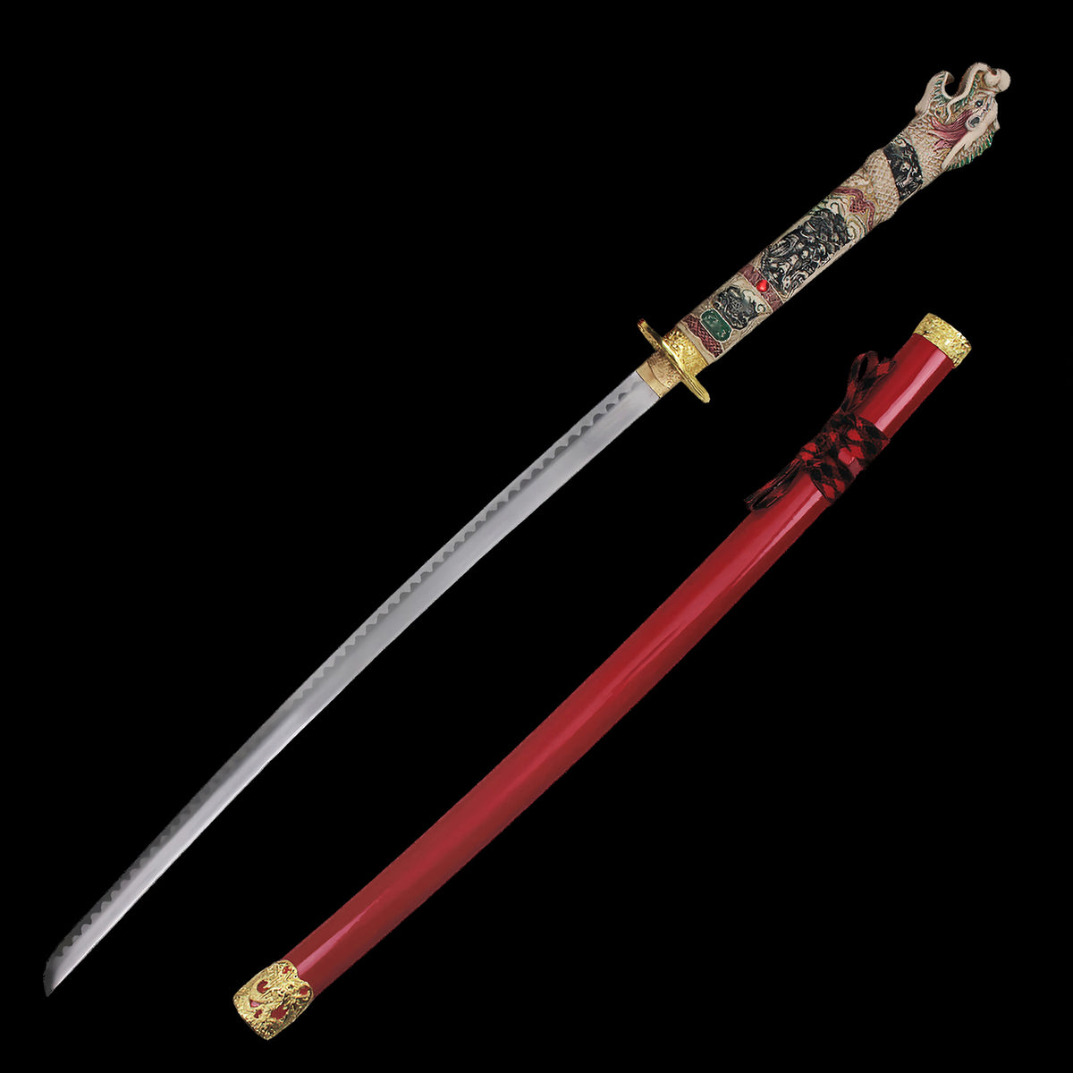 Red Highlander Dragon Collectible Display Katana Sword (dull blade)