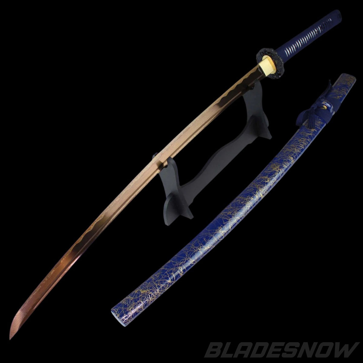 Kawashima Steel Gold Damascus Handmade Battle Ready Steel Katana Sword Blue R480