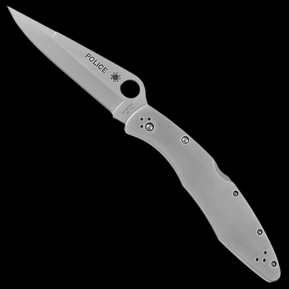 Spyderco Police Model VG10 Pocket Knife Stainless Handle