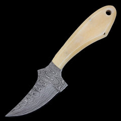 Old Ram 6.5" Damascus Steel (256 Layer) Hunting Skinner Knife White Bone Handle