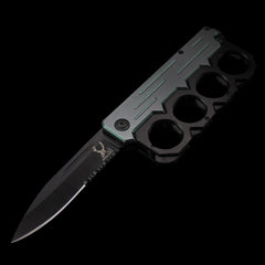 Brass Knuckle Spring Assisted Folding Trench Pocket Knife Gray