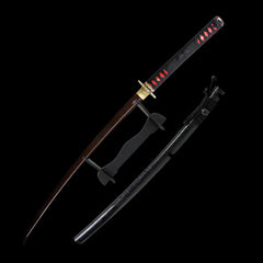 Kawashima Steel Red Damascus Katana Sword Battle Ready Handmade Black R476