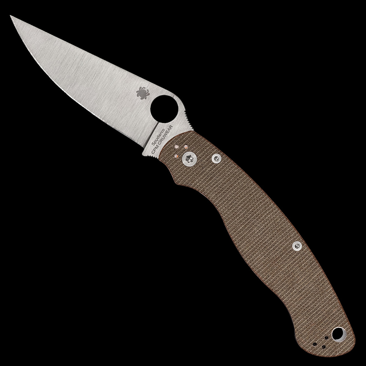 Spyderco Military 2 CRU-WEAR Pocket Knife Brown Canvas Micarta Handle