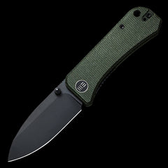 WE Knife Banter S35VN Black Stonewashed Pocket Knife - Green Micarta Handle