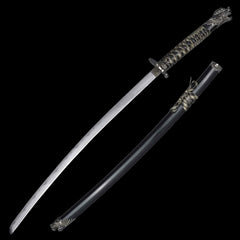 Black Highlander Dragon Collectible Display Katana Sword (dull blade)