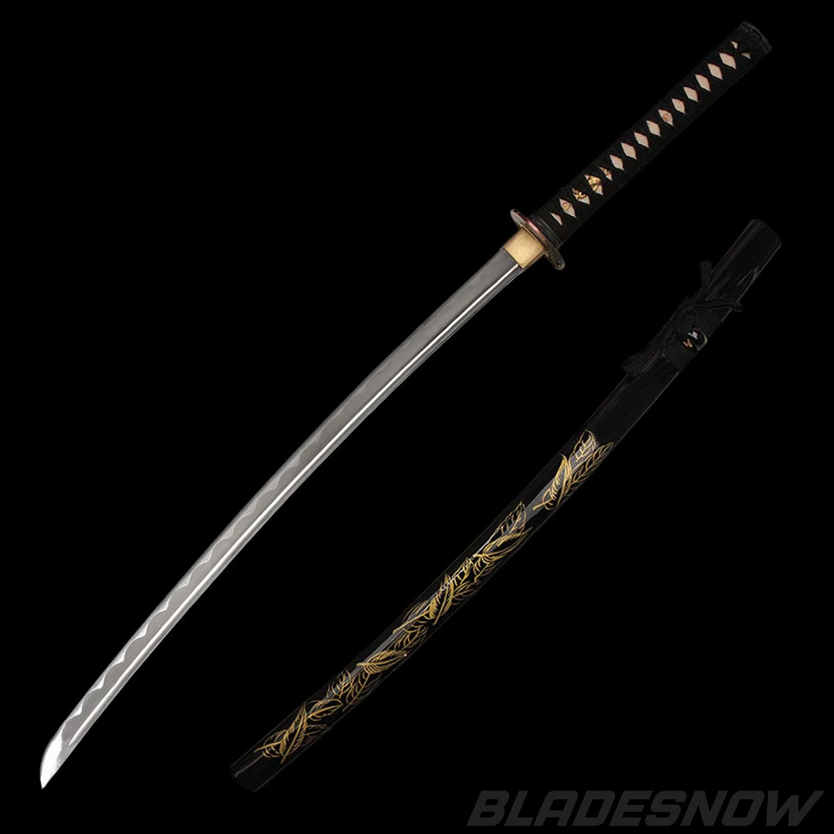 Onikiri Gold Leaf Samurai Katana Sword Battle Ready 1045 Steel Handmade