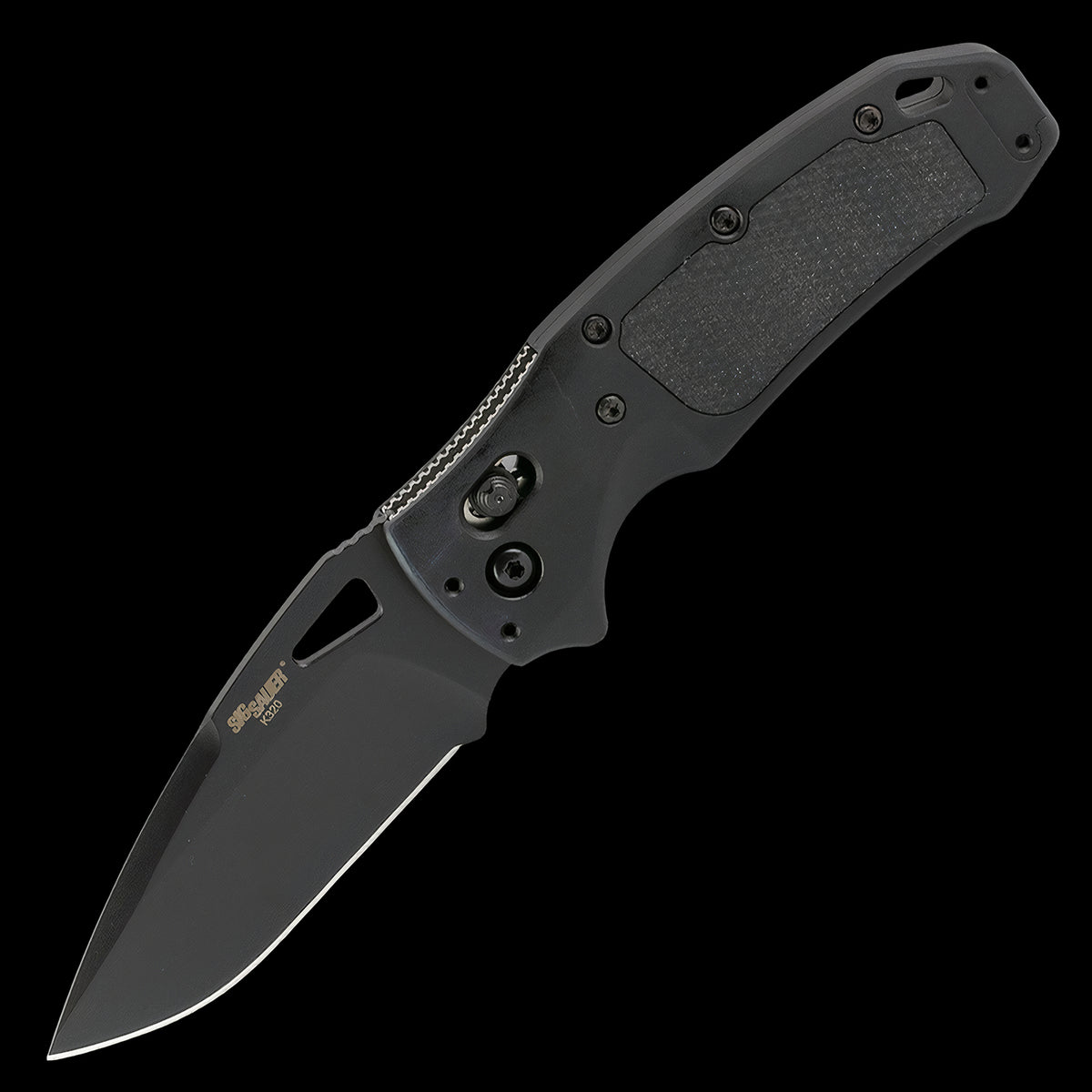 Hogue SIG K320 AXG Pro Black Cerakote S30V Pocket Knife Black Aluminum Handle