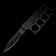 Brass Knuckle Spring Assisted Folding Trench Pocket Knife Black