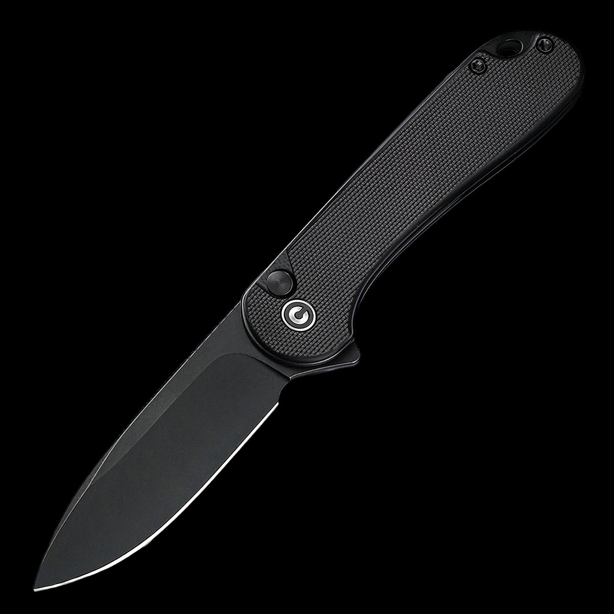 CIVIVI Elementum II Black Stonewashed Button Lock Flipper Knife Black G10 Handle