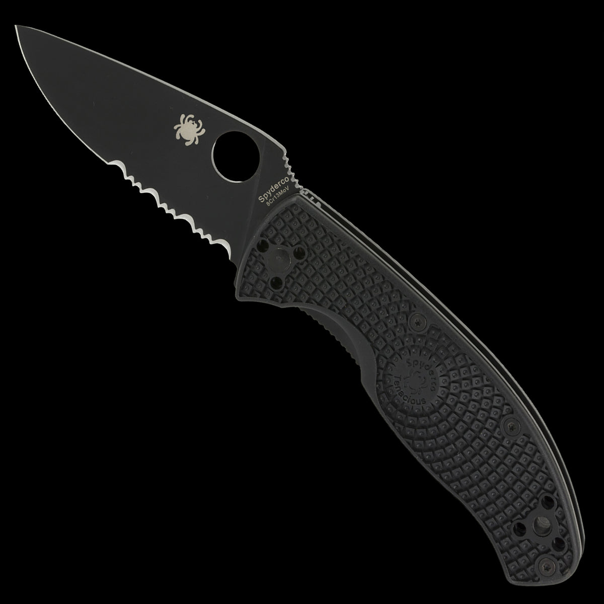 Spyderco Tenacious Lightweight Combo Edge Pocket Knife Black FRN Handle