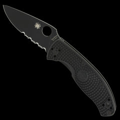 Spyderco Tenacious Lightweight Combo Edge Pocket Knife Black FRN Handle