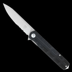 Cobratec Kuzio Pocket Knife D2 Combination Edge - Ball Bearing Black G10