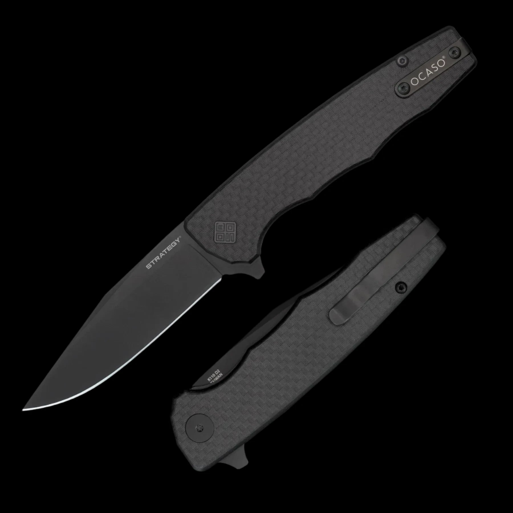 Ocaso Knives Strategy Folder Folder D2 - Carbon Fiber & G10 Black