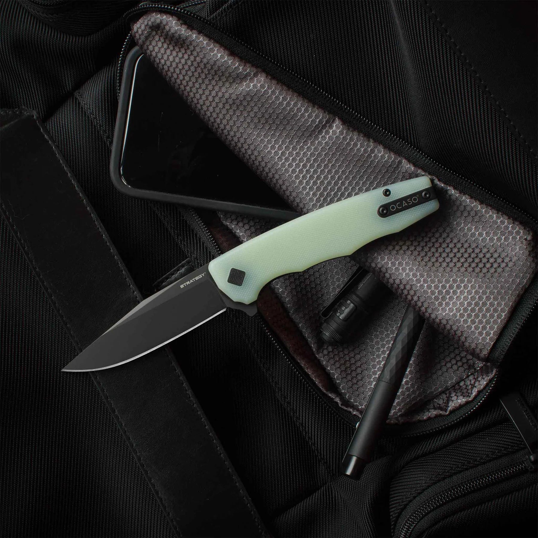 Ocaso Knives Strategy Folder D2 - Jade G10 Black