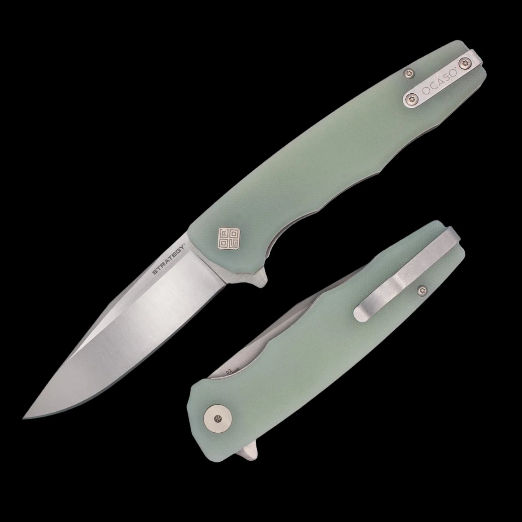 Ocaso Knives Strategy Folder D2 Satin - Jade G10