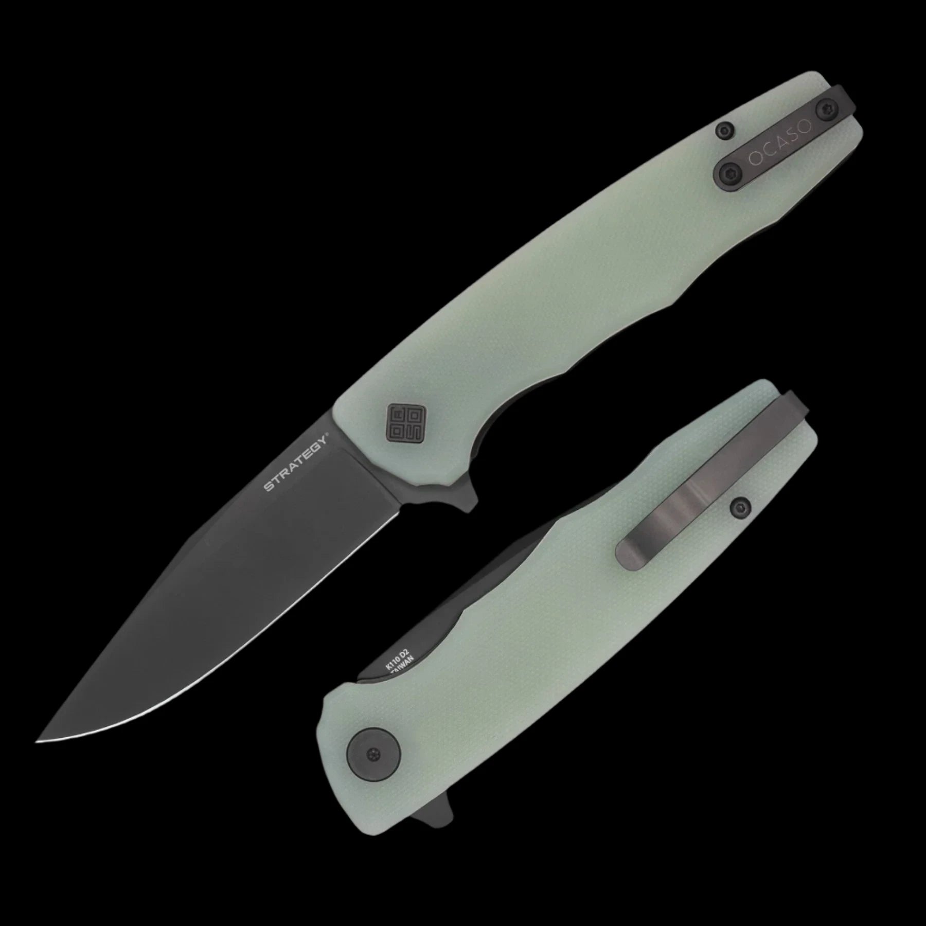 Ocaso Knives Strategy Folder D2 - Jade G10 Black