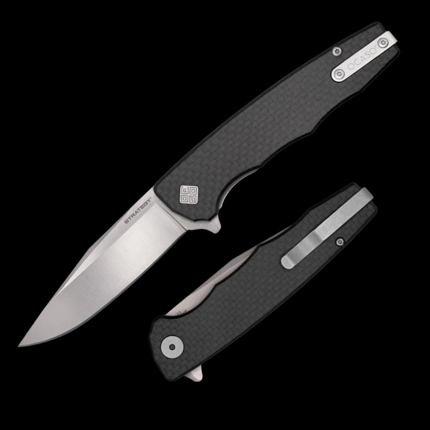 Ocaso Knives Strategy Folder Satin D2- Carbon Fiber G10