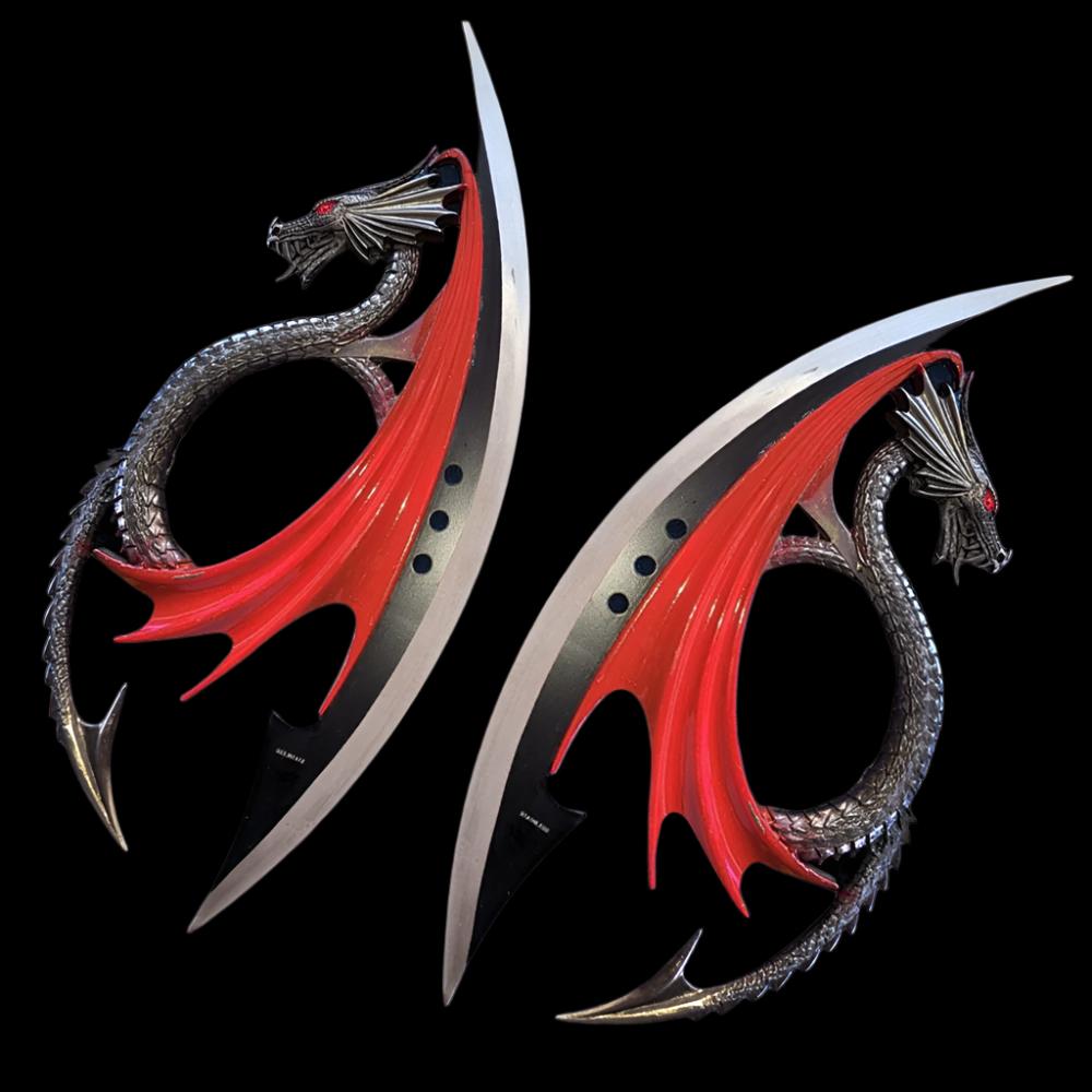 Twin Dragon Daggers with Stand (not sharp)